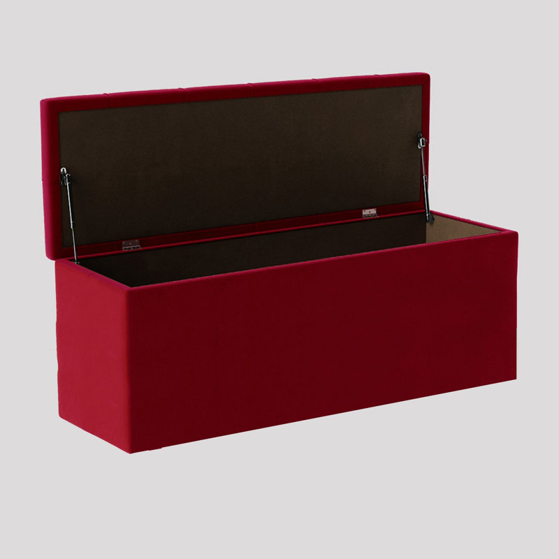  Luna Wide Chesterfield Velvet Rectangle Solid Color Standard Ottoman Box with Storage, Upholstered Deep Storage End of Bed Bench