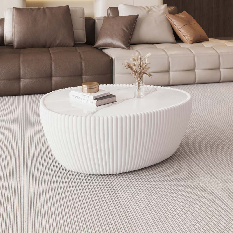 Table basse en cuir Eggs Shape, Blanc