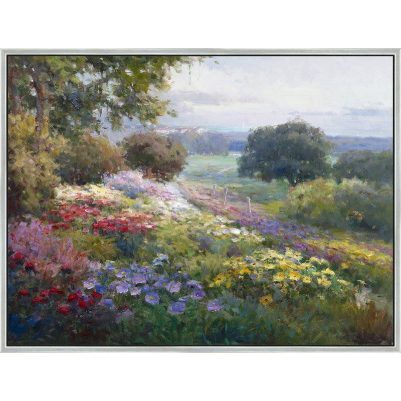 Hilltop Bloom Print, 50" H x 74" W, Silver