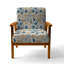 Fauteuil d'appoint rembourré bleu et blanc Coastal Retreat Seashells II-2132267373