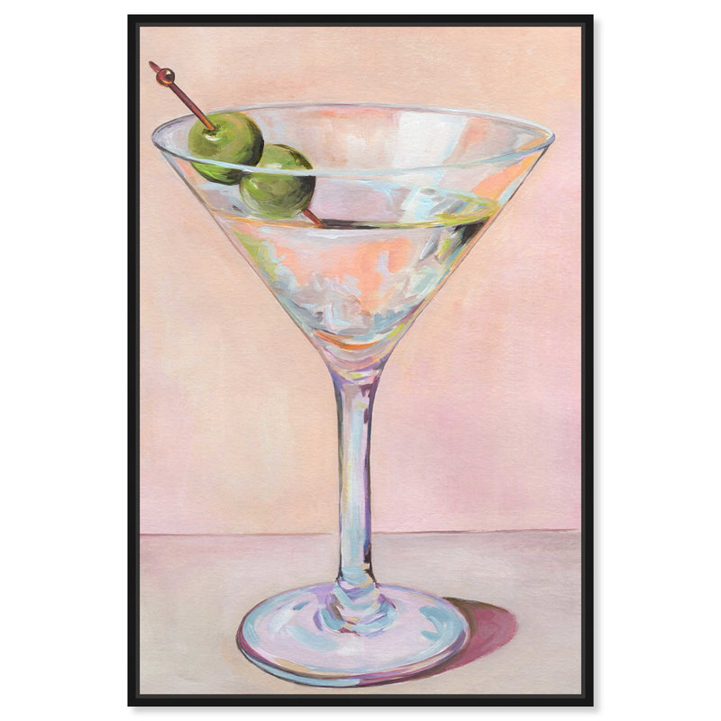"Cocktail Time", impression côtière tendance par , Cadre flottant noir, H 37 po x l 25 po