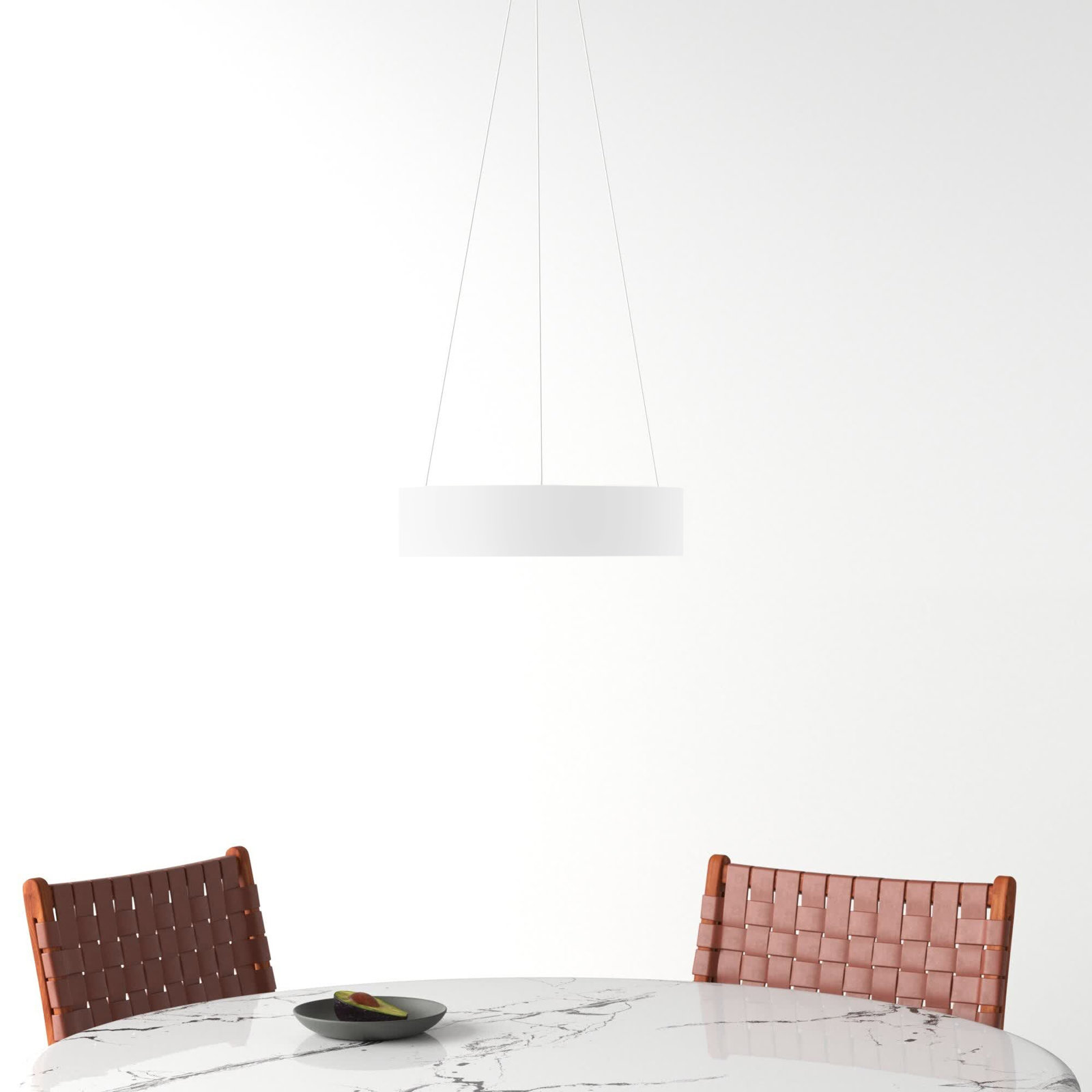 Romain Single Light Acrylic Dimmable LED Pendant, White, 4" H x 43" W x 43" D