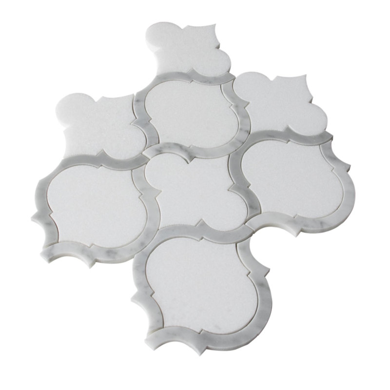 Marrakesh - Carrara White & Thassos White 9-In X 10-In Waterjet Mosaic Floor And Wall Tile