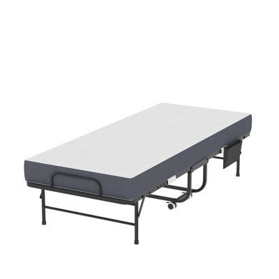 75 Inch Bed With 5" Memory Foam Mattress, Compact Design, 450Lbs Capacity Metal Frame 75-Inch Folding Heavy-Duty On Wheels, Suitable For Bedroom