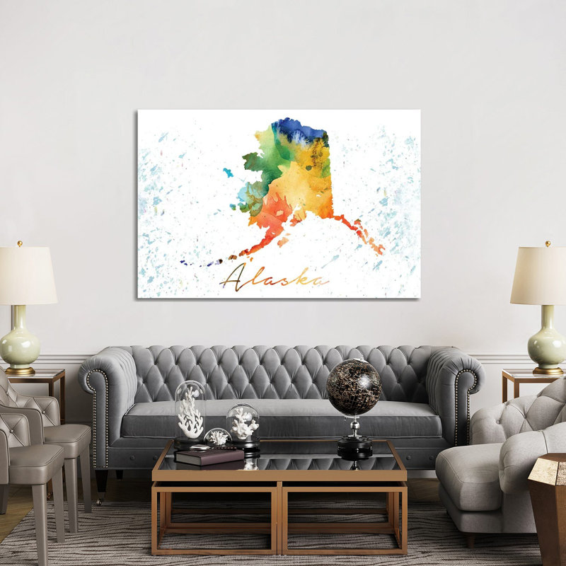 Alaska State Colourful - Wrapped Canvas Painting, 152.5 cm H x 101.5 cm W