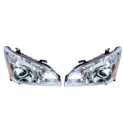 2 PCS HID Headlight Assembly Compatible for 2004-2009 Lexus RX330, IP67 Waterproof, Chrome Housing Amber Reflector, Left & Right Side