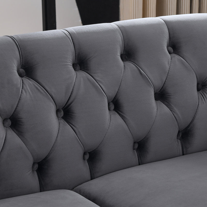 Canapé combiné 3 places + 2 places Velours gris (W834S00069 + W834S00113), Gris