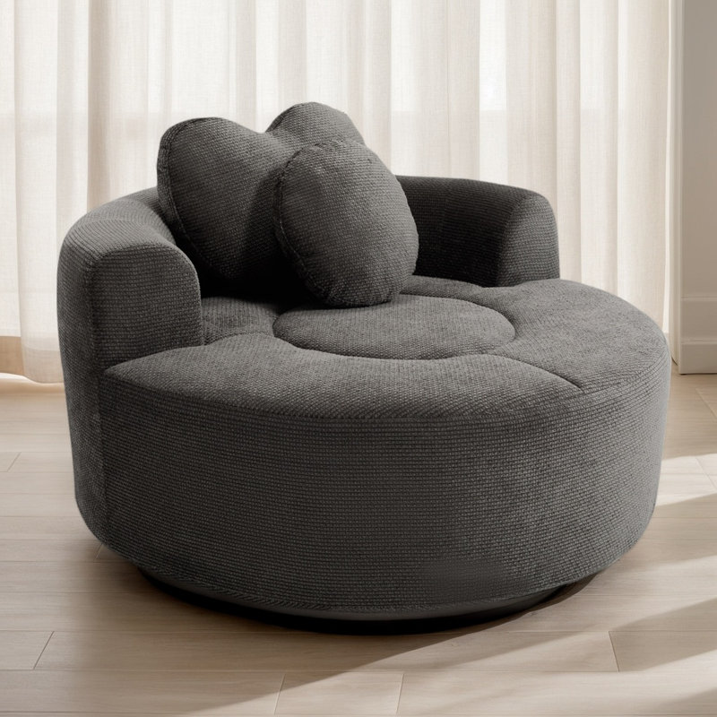Canapé-lit rond en nuage avec mousse à mémoire de forme, canapé-lit modulaire moderne avec 2 coussins décoratifs pour le salon