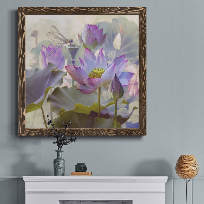 Lotus Sanctuary II - Toile encadrée de qualité supérieure - prête à être accrochée, H 27,5 po x l 27,5 po x P 1,5 po