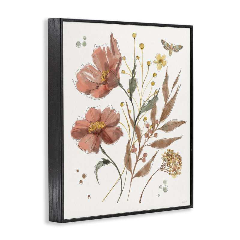 «Cottage Florals in Full Bloom», estampe numérique, design par Anne Tavoletti, H 14 po x l 11 po, Giclée encadrée noir minuit