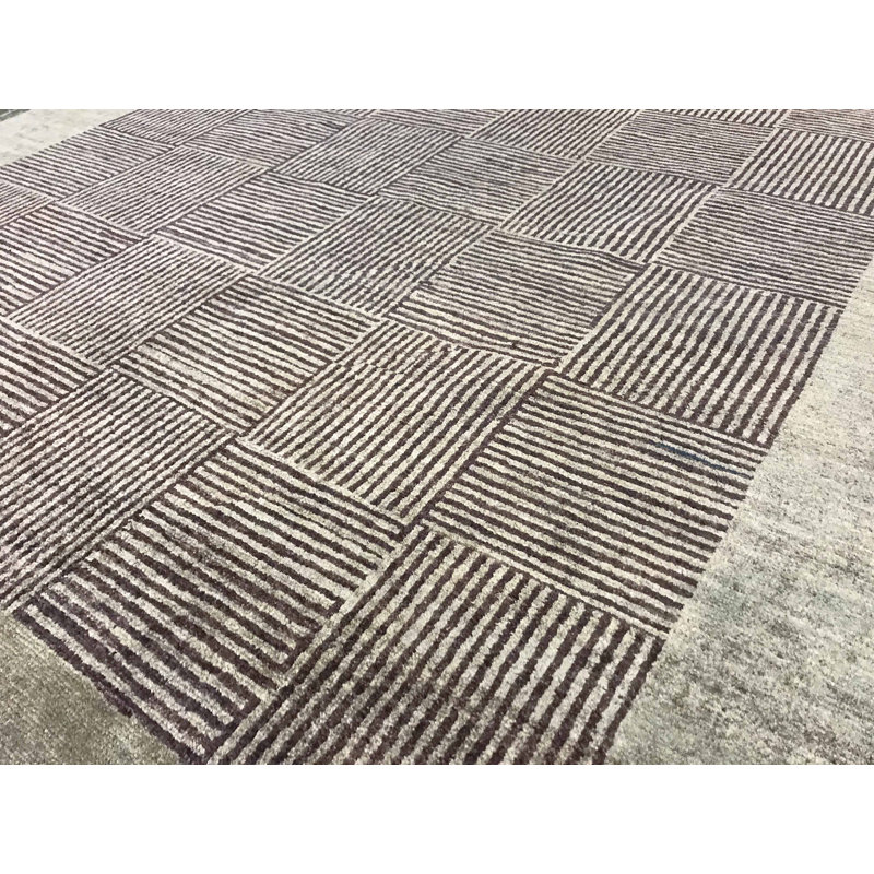 Hand-Knotted High-Quality Gray and Brown Area Rug