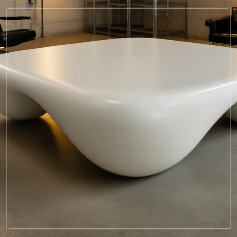 Table basse moderne en faux travertin texturé pour le salon / bureau, White