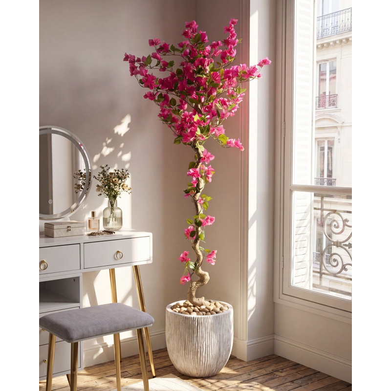 BOUGAINILLEA TREE 180 cm H Faux Foliage and Bougainvillaea Tree Plant in Plastic Pot