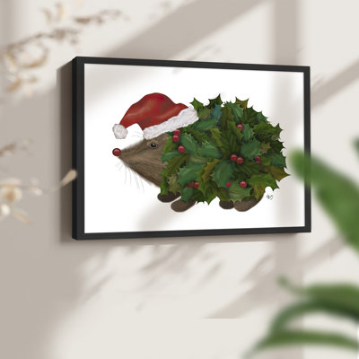 Christmas Holly Hedgehog -Framed Print - Restickable