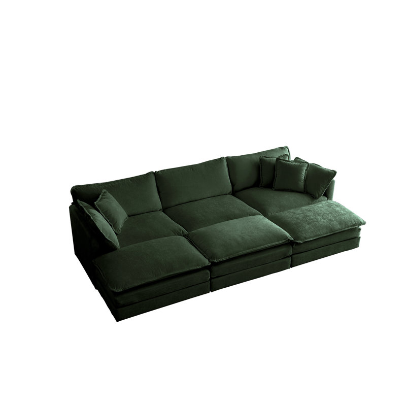 Canapé modulaire Chenille, H 33 po x l 76,7 po x P 35 po, 4, Vert