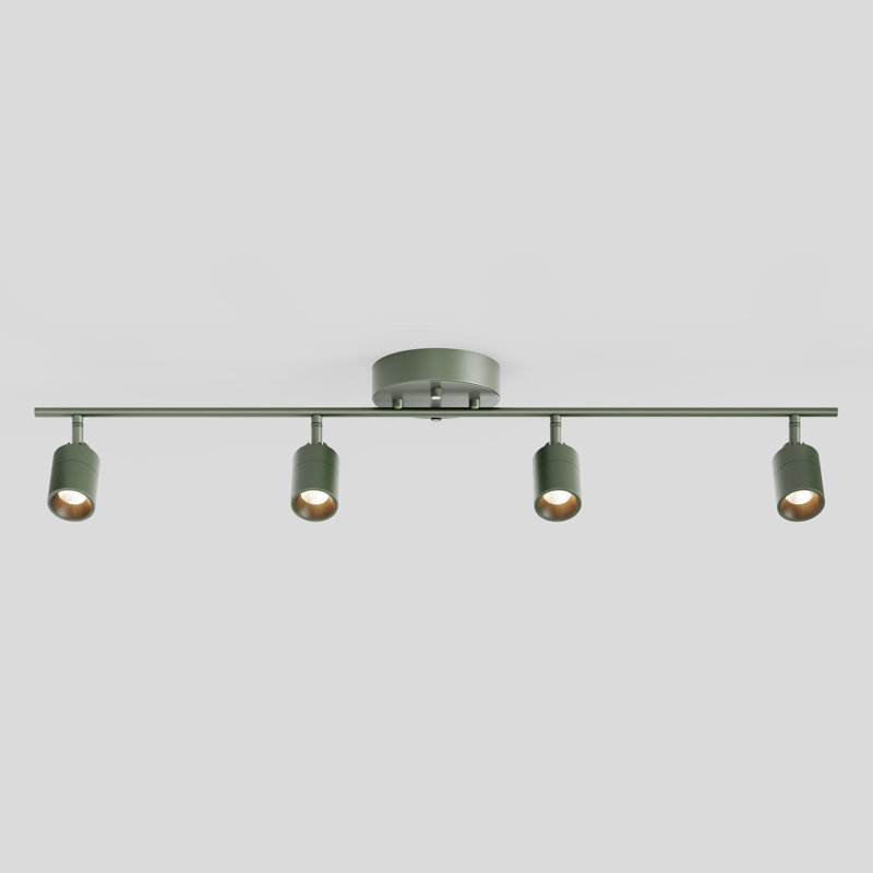 Shura 4-Light Integrated LED Track Light w/ Rotatable Heads, 3 ft. Track Lighting Kit, 3000k, 2240 Lumen, Dark Olive