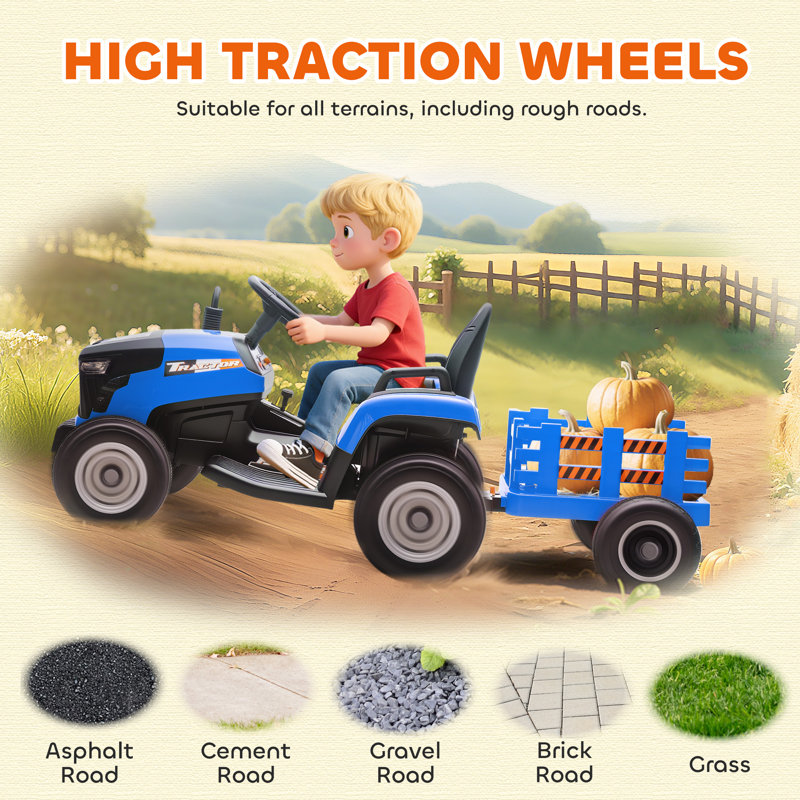 HOMCOM Battery Powered Ride On with Remote Control, Blue