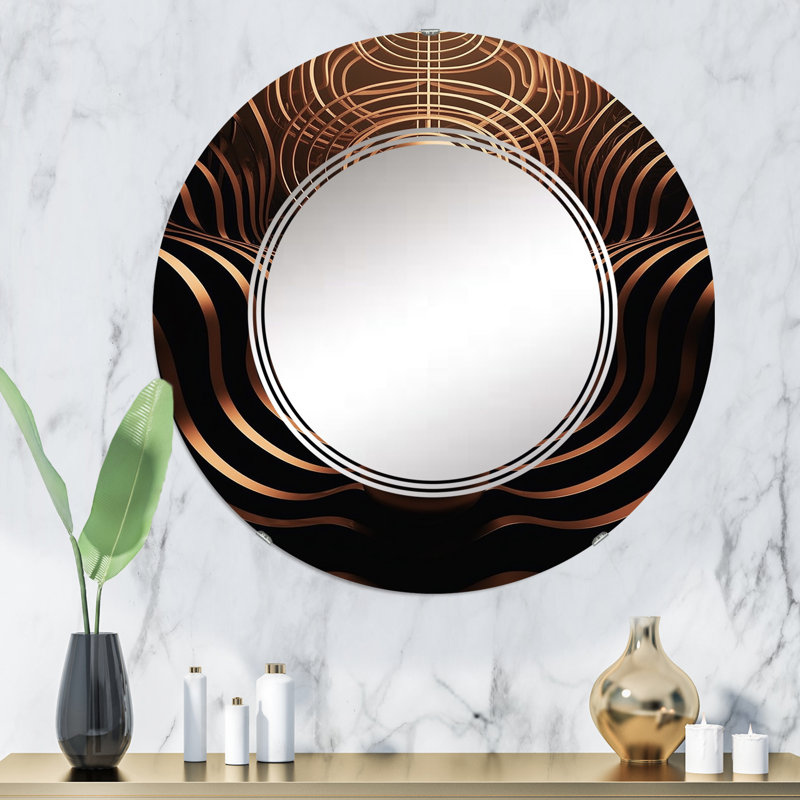 Jubilo - Miroir mural moderne rond, 32 po x 32 po