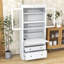 Armoire de cuisine Farmhouse avec tablettes réglables, prise de courant, portes en verre et 3 tiroirs-953760938