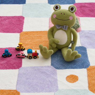 Colorful Diamond for Kids Washable Non-slip Rug Berries on Cream