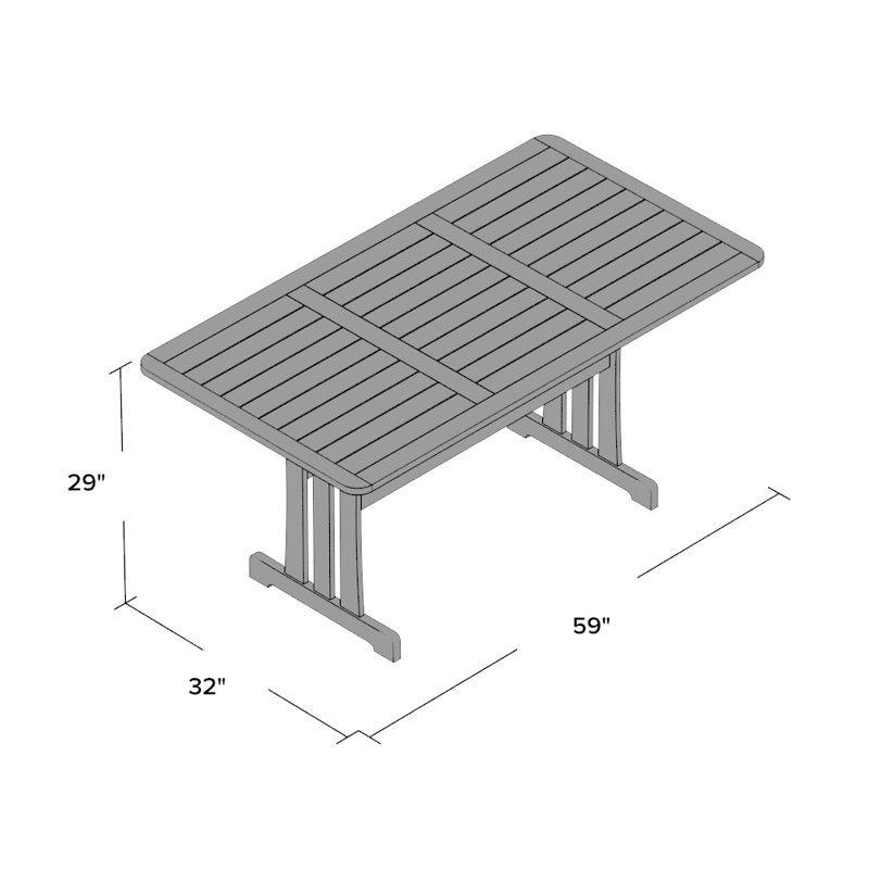 Searcy Rectangular Acacia Outdoor Dining Table With Umbrella Hole , in. W 32'' in. D