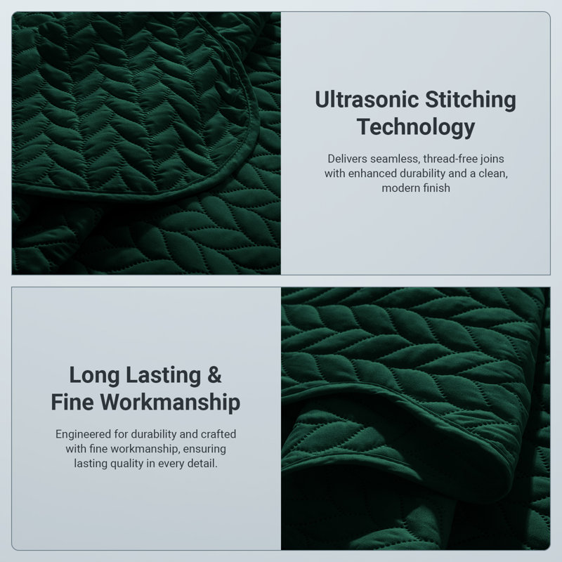 Embossed Quilted Bedspread Set – Soft Microfiber Coverlet With Pillow Shams, Hotel-Style Bedding For High Beds, Emerald