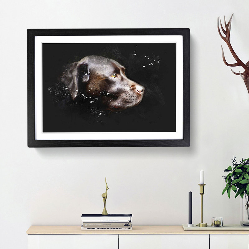 Chocolate Brown Labrador Dog - Picture Frame Graphic Art Print, Black Framed, 33cm H x 45cm W x 2cm D