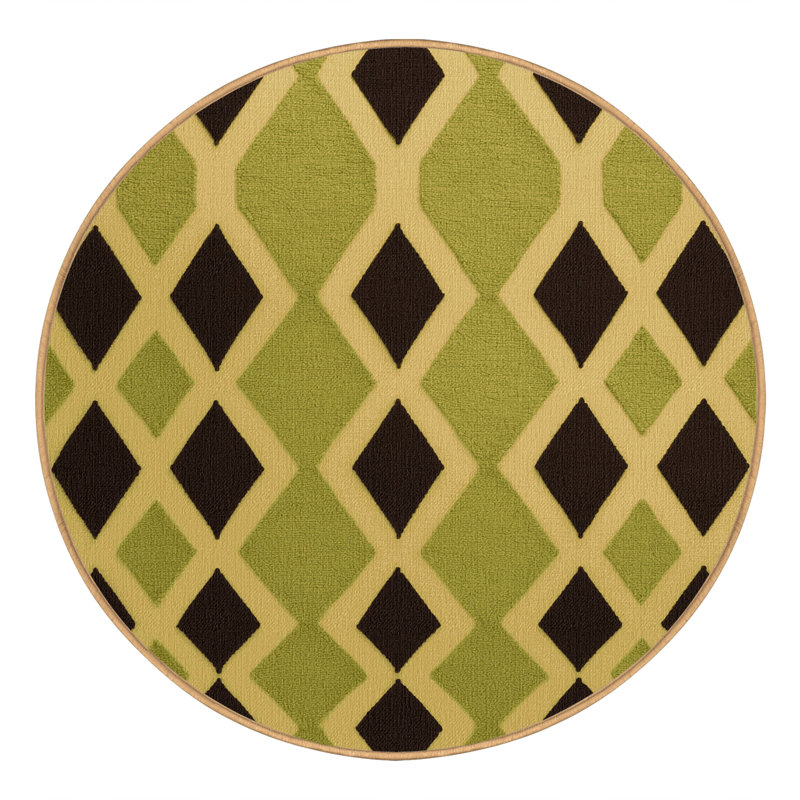 Tapis brun treillis lavable à la machine, Rond 6 pi
