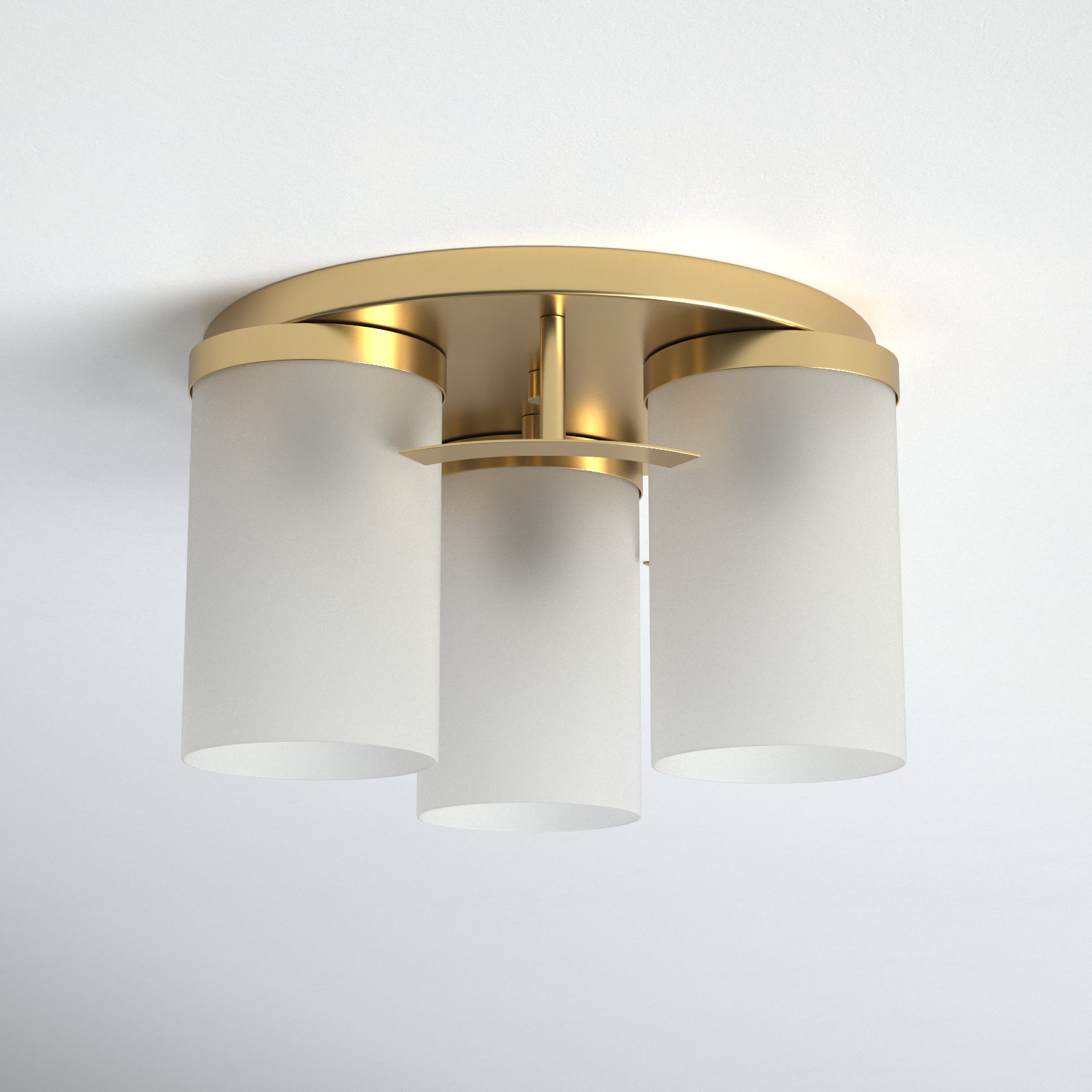 Rudaigh 3 Light Glass Flush Mount, Brass Gold