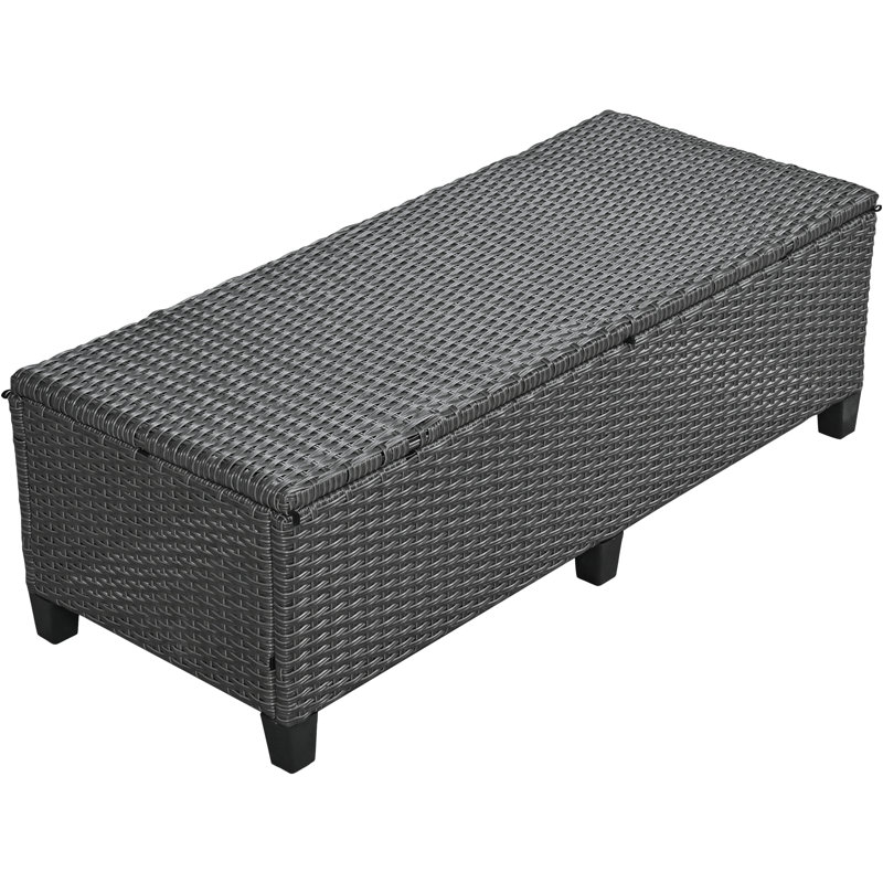 Modern 5 Piece Rattan Sectional Seating Group with Cushions, Gray, Gray