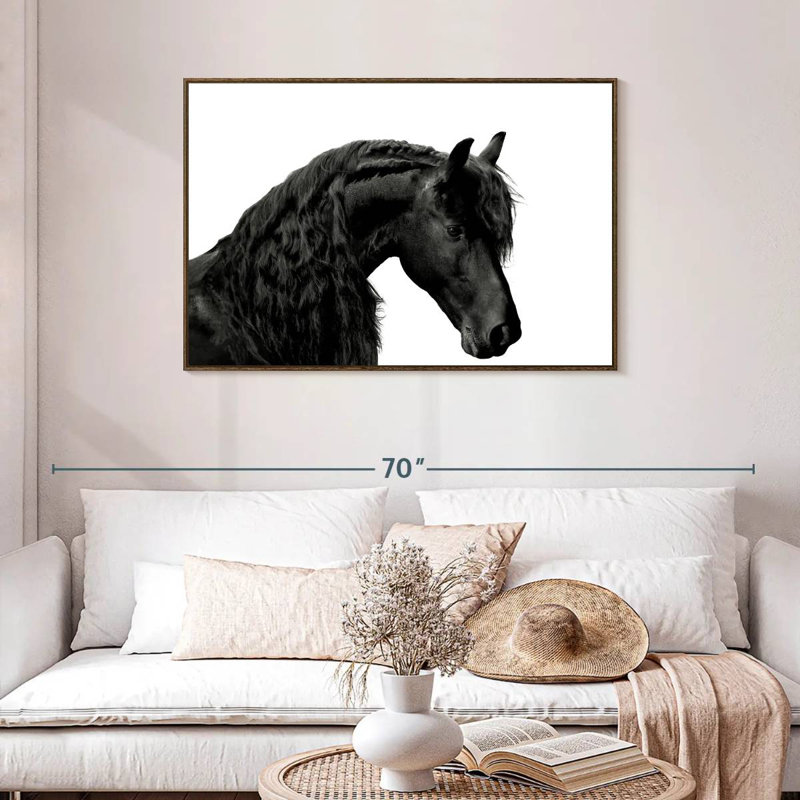 Noir classique I, 43 po x 29 po, Cadre flottant noyer