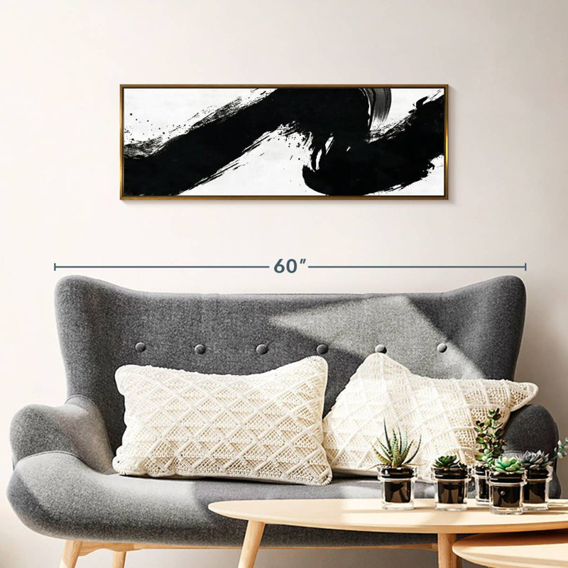 Coup abstrait, 37 po x 13 po, Cadre flottant doré
