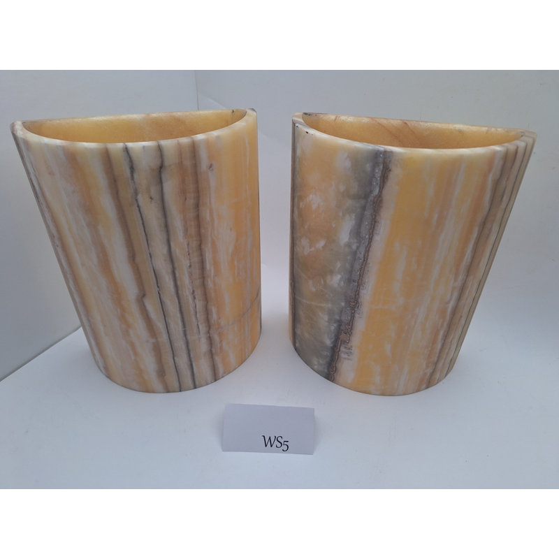 Beige/Yellow Onyx Wall Sconce Set, Orange/Black