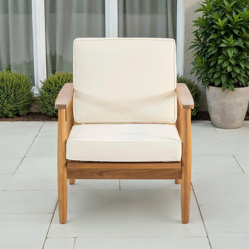 Arnay Acacia Outdoor Lounge Chair, Teak/Beige