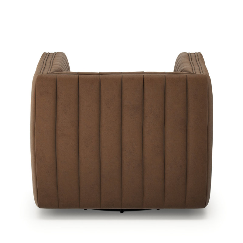 Augustine Swivel Armchair, Maestro Cigar Top Grain Leather