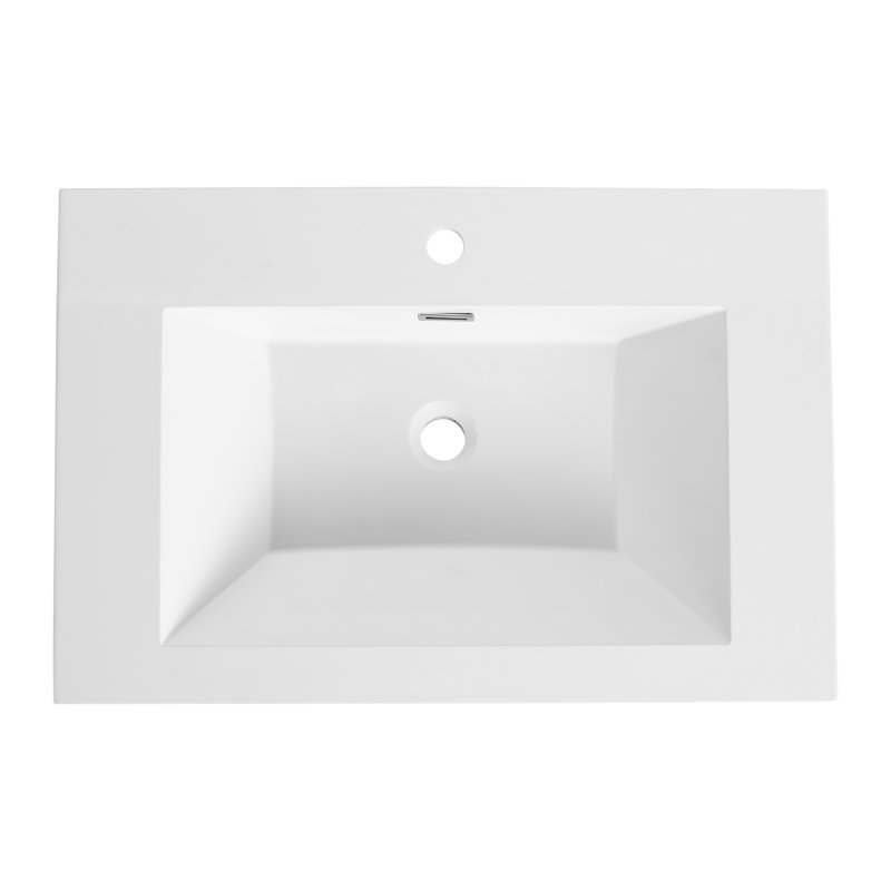 Évier en résine blanc brillant 30 po pour salle de bain - et magnifique évier de style design, durable
