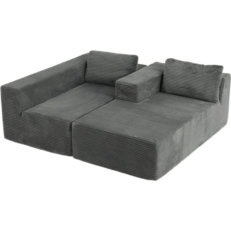 Canapé modulaire Castillon Cloud, Velours côtelé gris