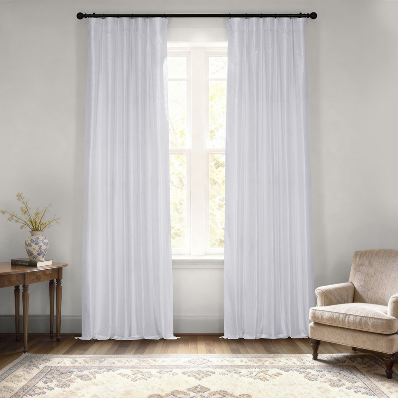 Rayne Vintage Textured Faux Dupioni Silk Room Darkening Curtains Window Single Curtain Panel, Ice, 50" W x 84" L