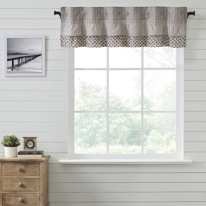 Cantonnière en coton taupe clair Bahari, H 16 po x l 60 po