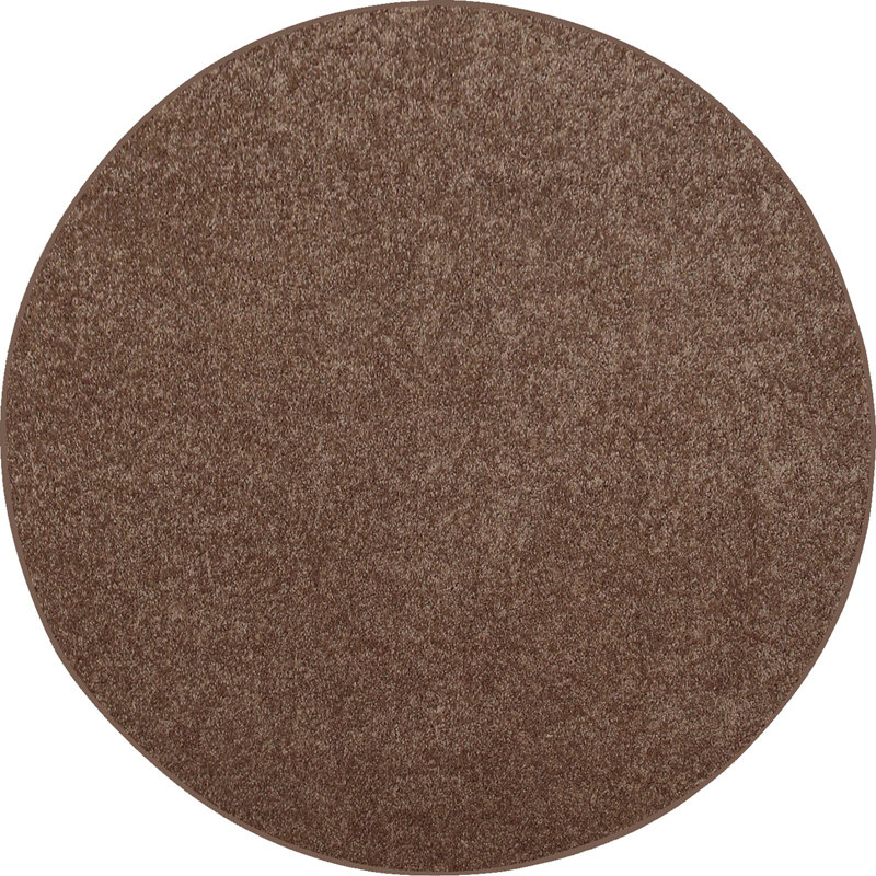 Antto Solid Low-Pile Brown Rug, Round 4'