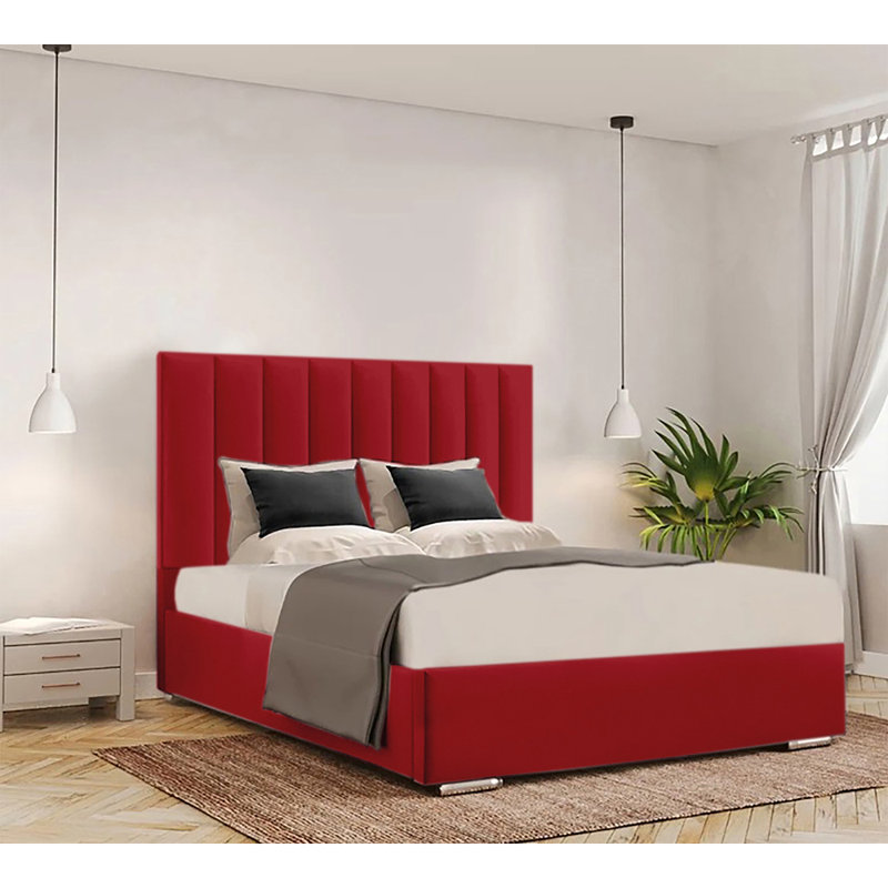 Caylob Upholstered Bed, Red, Small Double