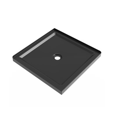 White 36x36 Shower Base - 3.3" Low - Profile, Anti - slip Acrylic, Center Drain, Double Threshold Design