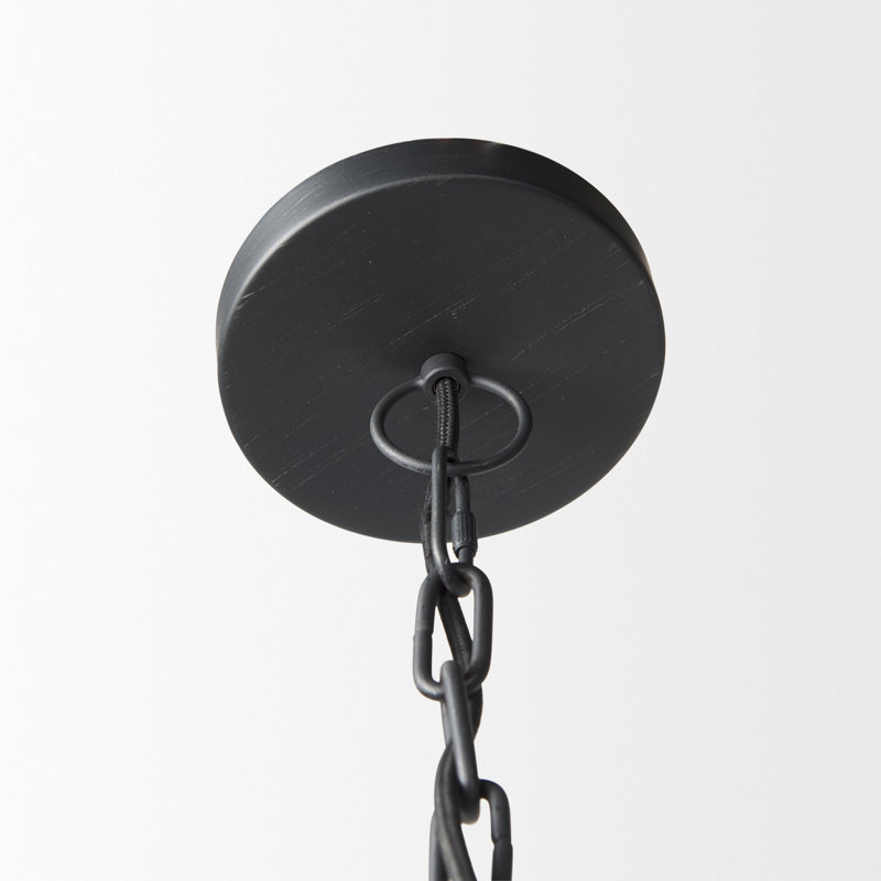 Cartie Hammered Metal Dome Pendant Light, 23" H x 36" W x 36" D, Matte Black, Black