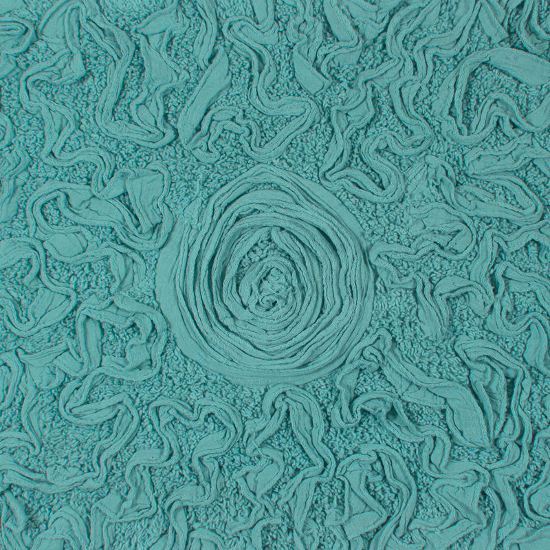 Tapis 100% coton lavable à la machine de la collection Bell Flower (ensemble de 2), Turquoise