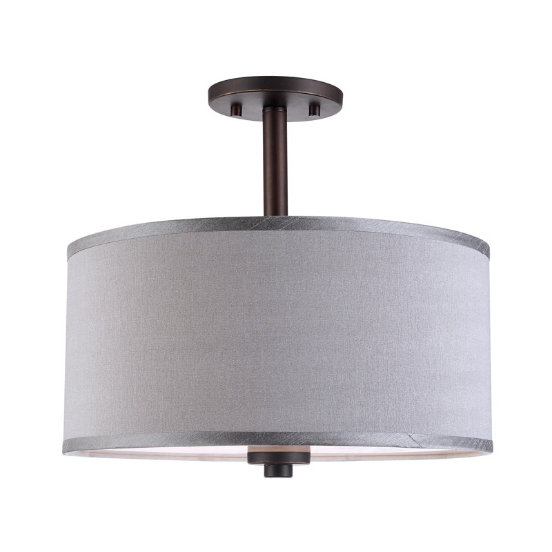 Smeralda Semi Flush Mount, Gray, Bronze, Medium, 7"H x 15"W x 15"D