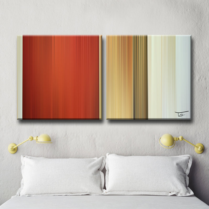 «Blur Stripes LXIV», ensemble de 2 toiles tendues, H 20 po x l 40 po x P 1,5 po
