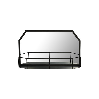 Metal Flat Wall Mirror with Shelves