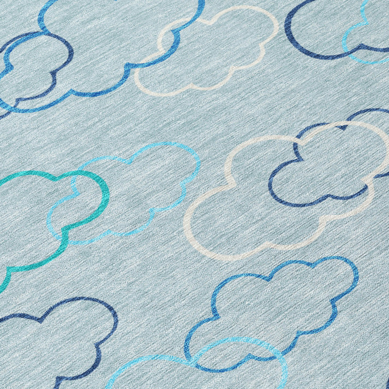 Machine Washable Indoor/Outdoor Chantille ACN2508 Kids Rug, Sky, Rectangle 3' x 5'