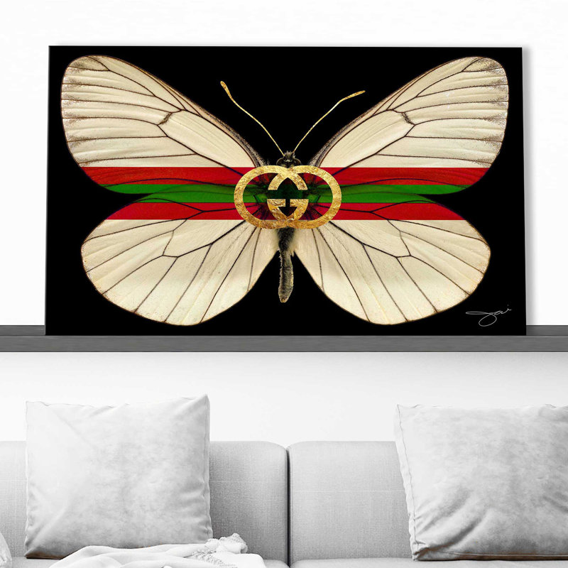 «Gucci Butterfly (Horizontal)» par By Jodi - impression, Toile tendue, H 36 po x l 60 po x P 1,5 po, No Frame