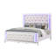 Queen Bed In Milky White With Crystal Like Perplex, Modern Headboard And Lighted Feature For Bedroom Vivacity,